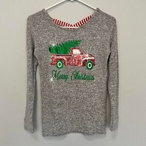 Poof! Girls Long Sleeve Christmas Top Size Medium